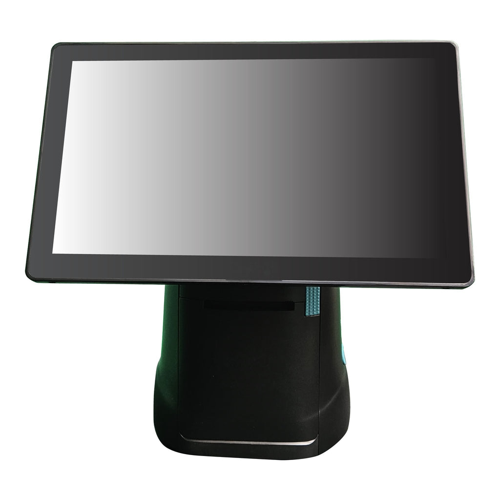 Computador All in One POS SP01 doble pantalla con impresora, vista frontal