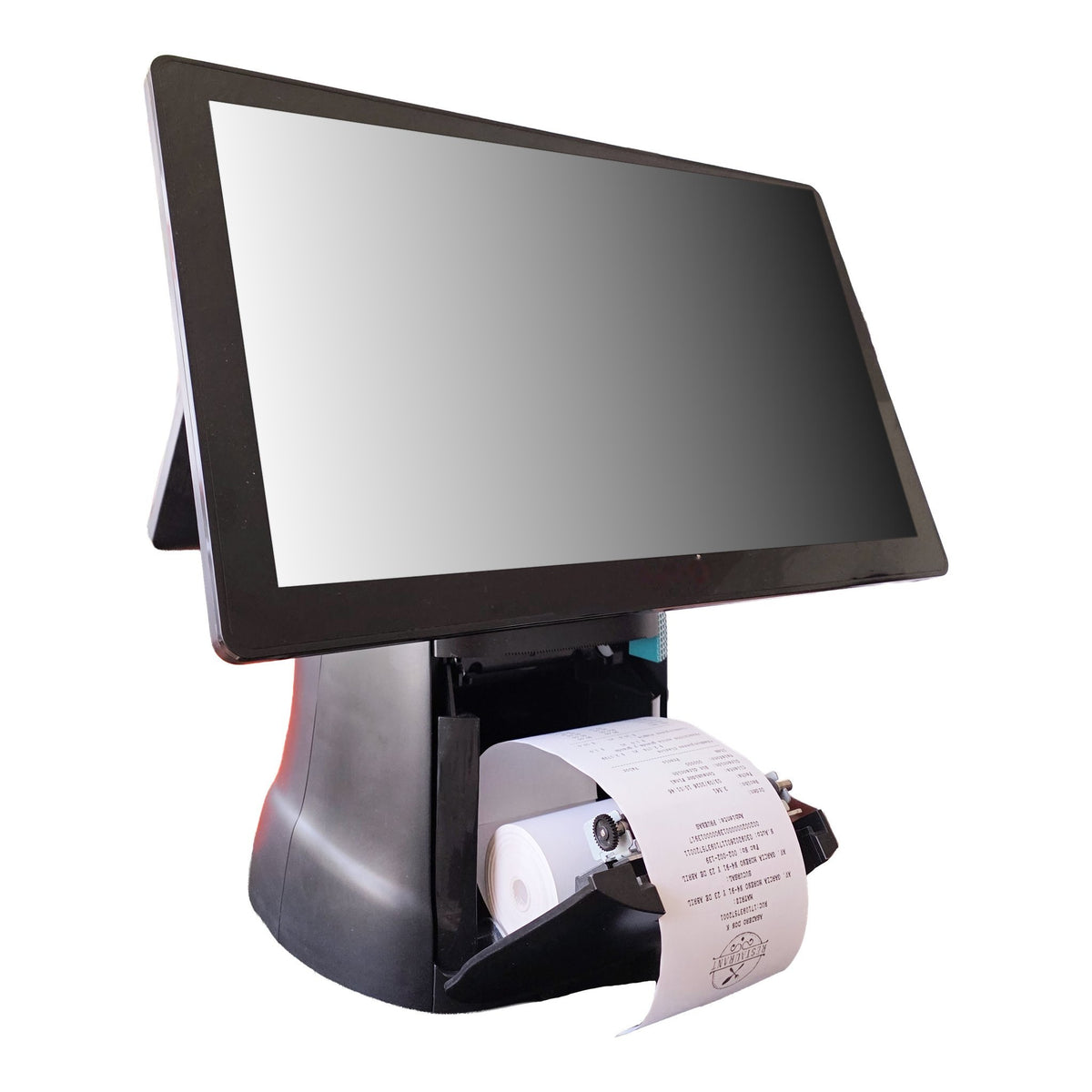 POS SP01 con impresora abierta y rollo de papel térmico